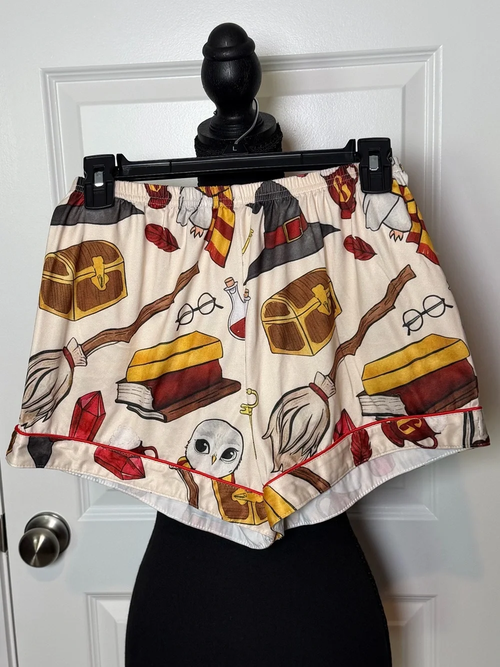 Harry Potter Inspired Pajama Set – Hedwig Owl Button-Up Top & Shorts | Size Med